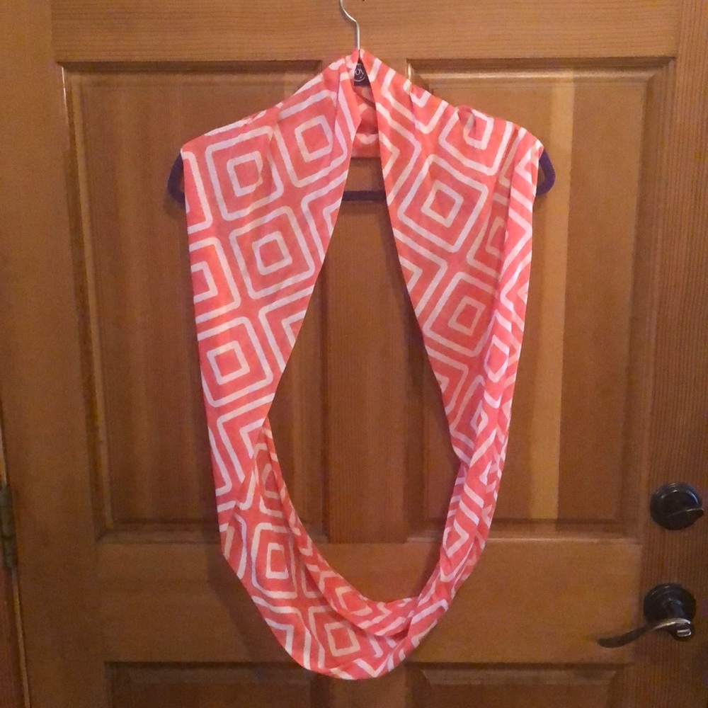 CLOSE OUT! Coral & White Infinity Scarf